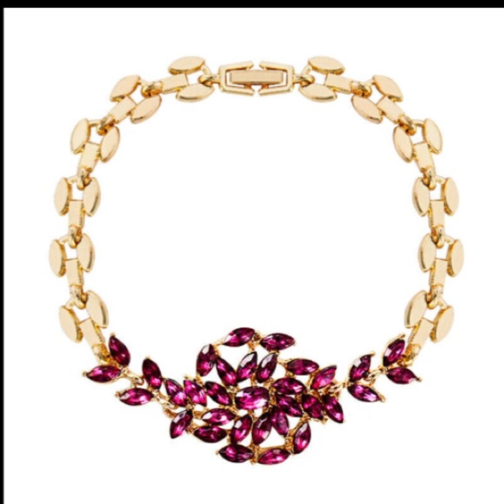 ❤️gorgeous Austrian fuchsia flower design gold